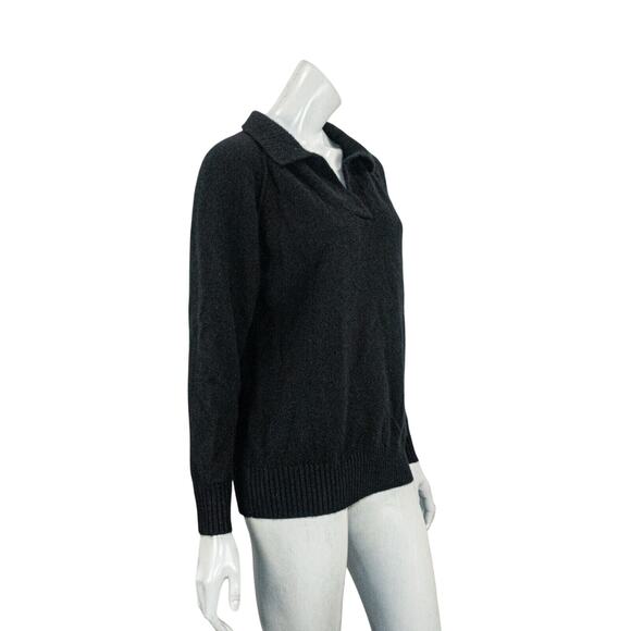 MADELEINE THOMPSON 100% Cashmere Polo collar Sweater in Black Women's Medium - Picture 4 of 9
